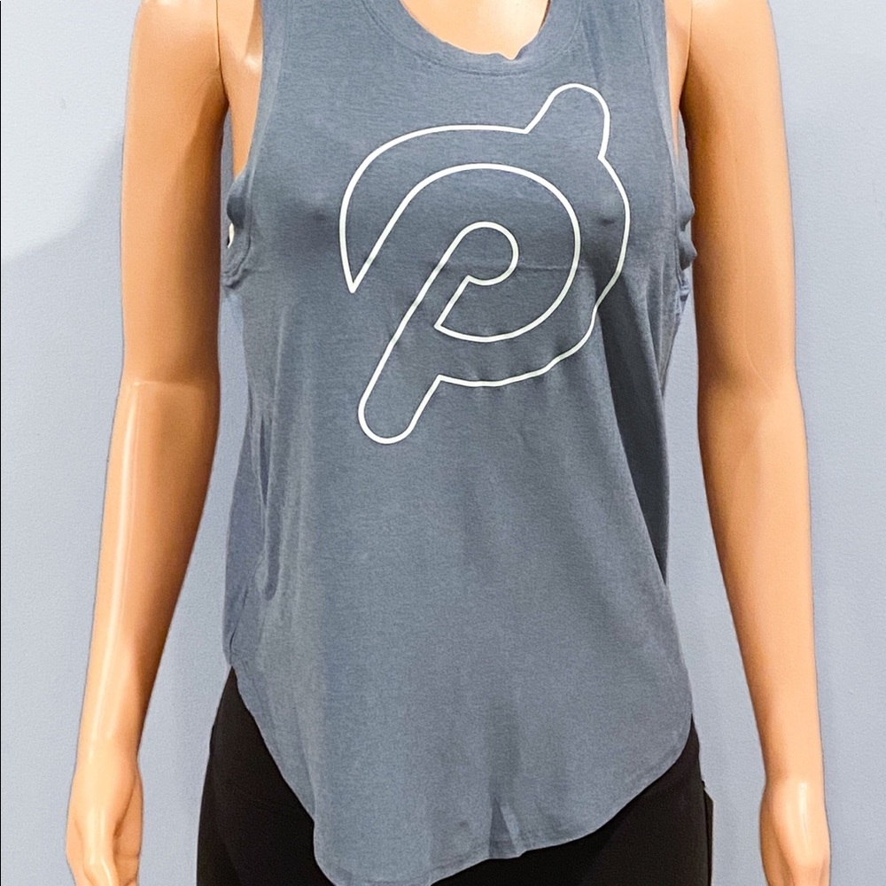 New Beyond Yoga x Peloton Sleeveless Muscle Tank heathered blue